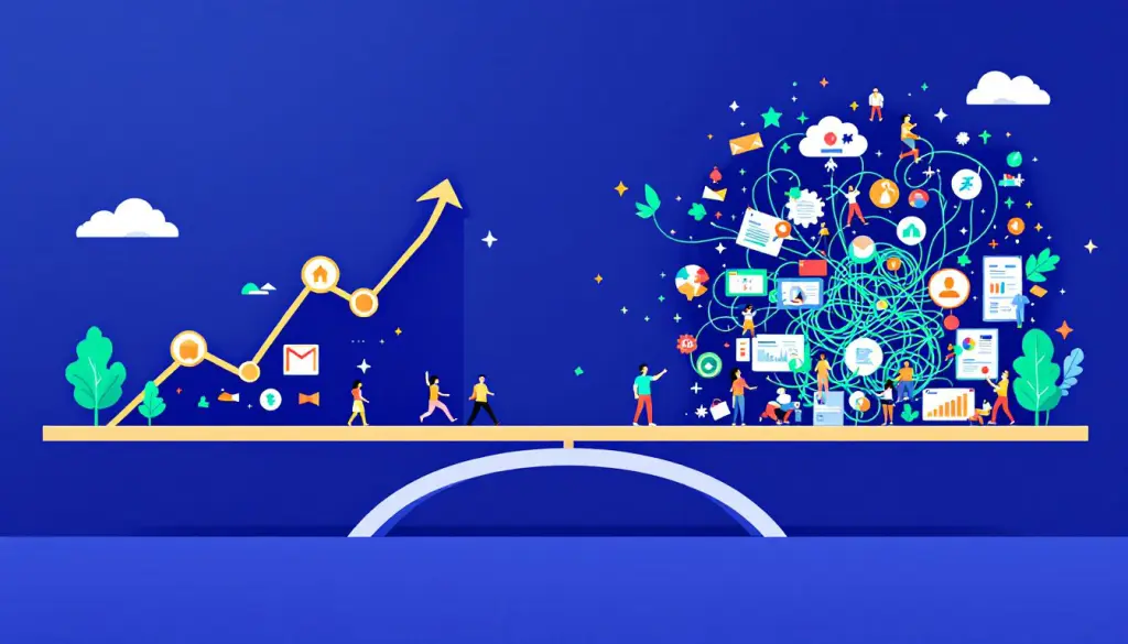 Imagem destacada para Escalabilidade vs Complexidade: Como Crescer Sem Perder o Controle das Suas Vendas Online
